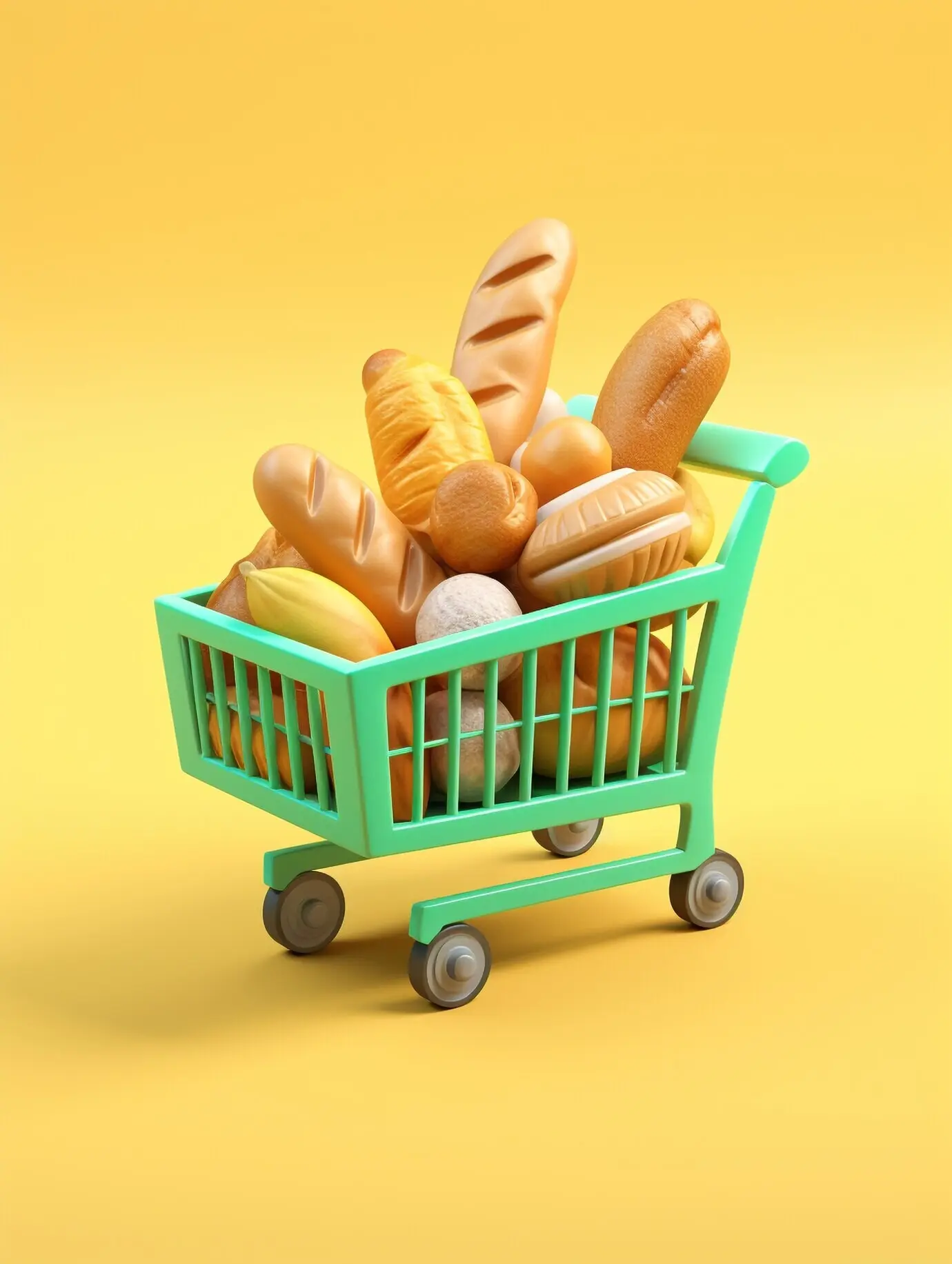 Rendu en 3D d’un chariot de courses façon dessin animé
